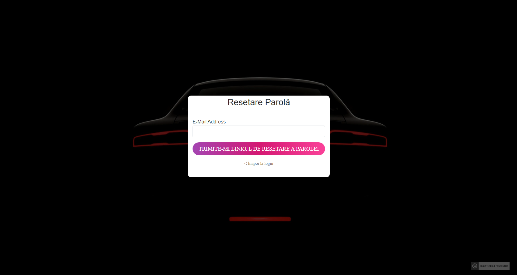 Pagina Resetare Parolă — introducere e-mail